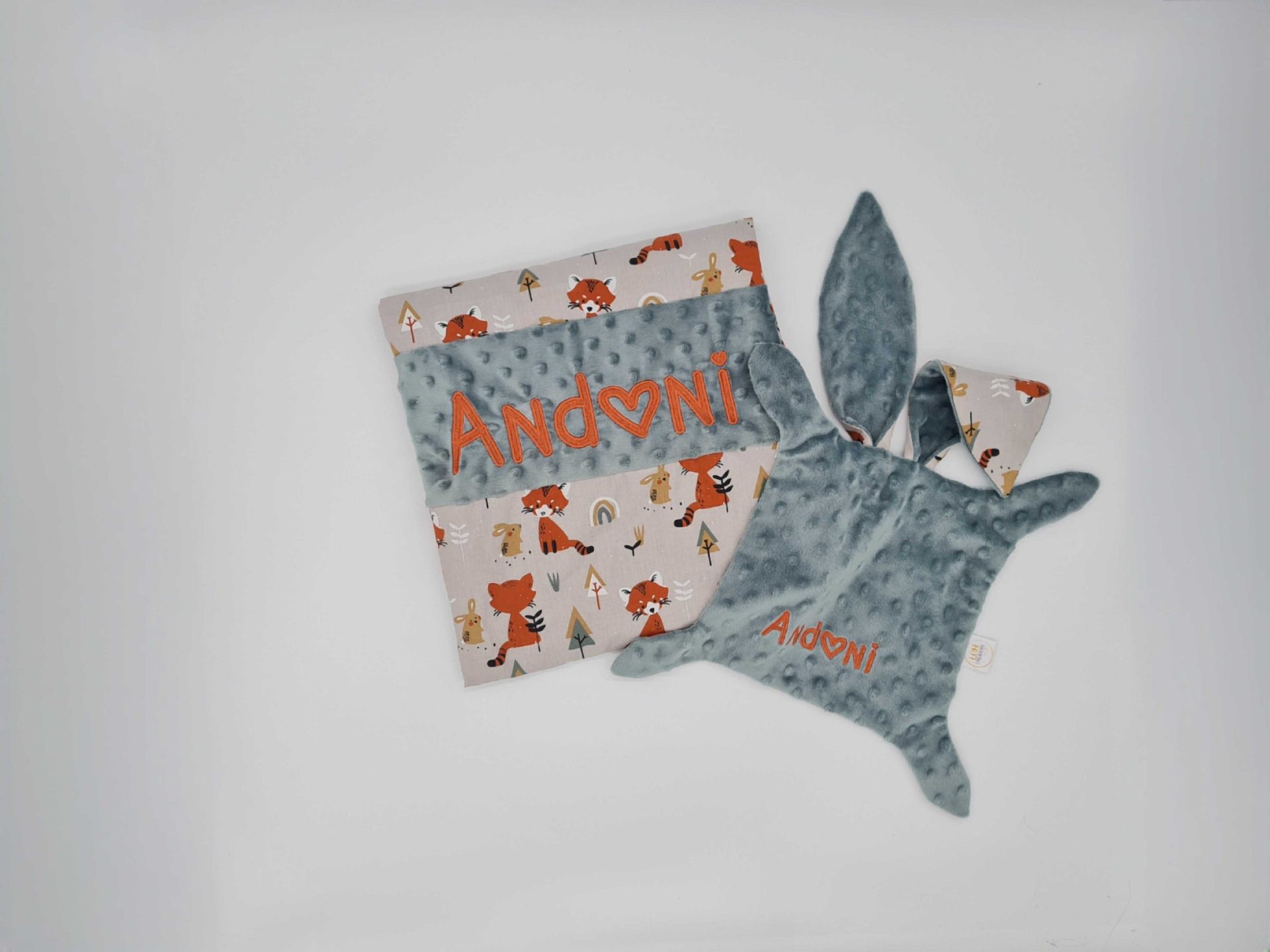 Ensemble doudou et couverture tout doux personnalisable pour bébé