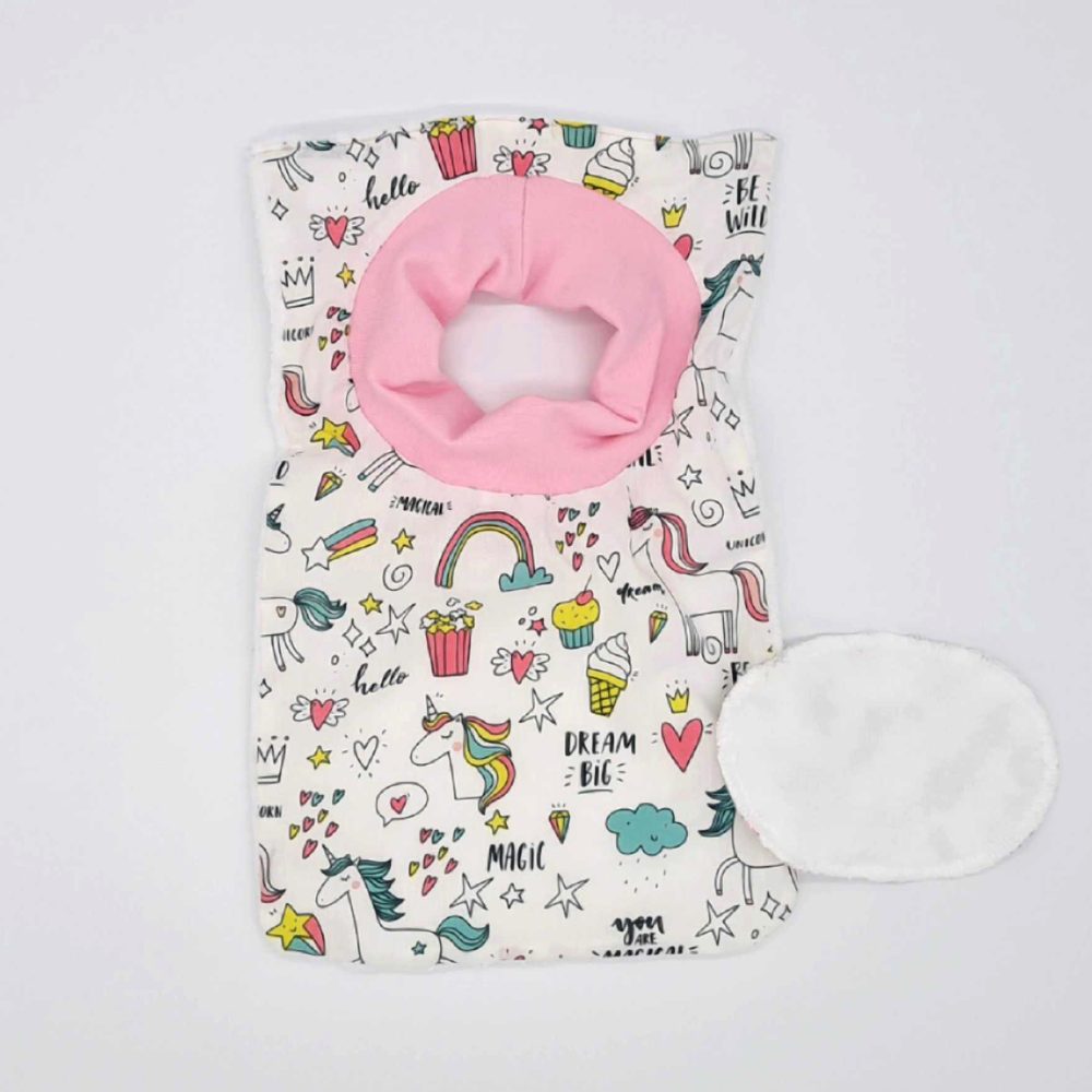 Bavoir à enfiler - vu côté tissu à motif