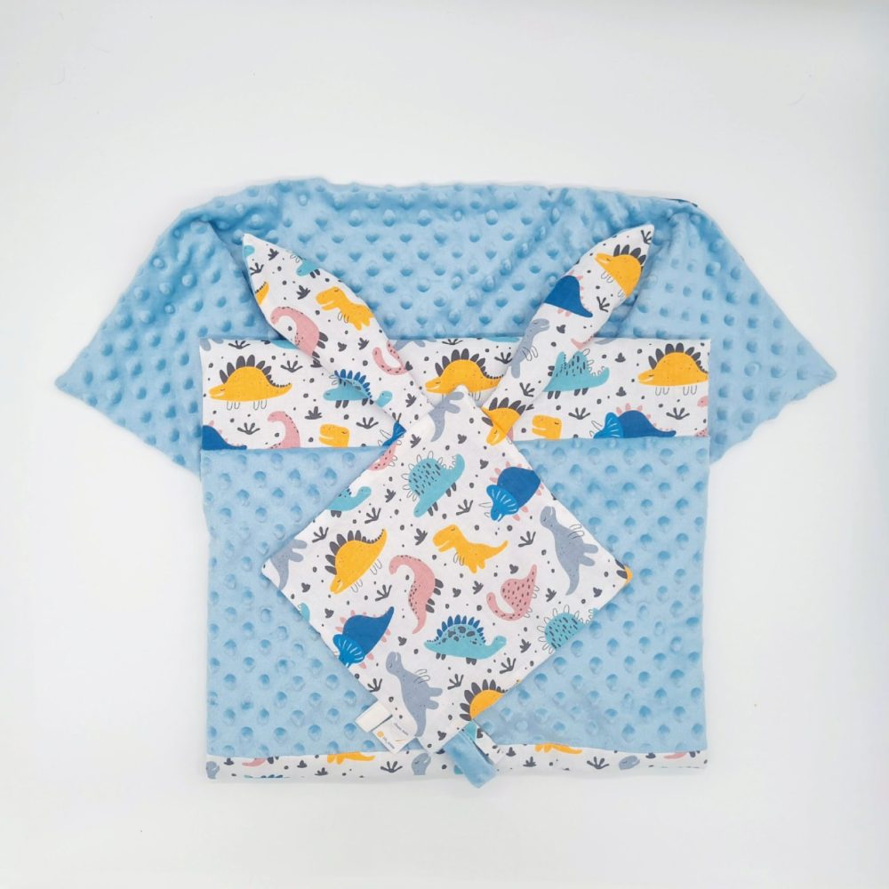 Couverture et doudou pour bébé à personnaliser avec des motifs de dinosaures colorés